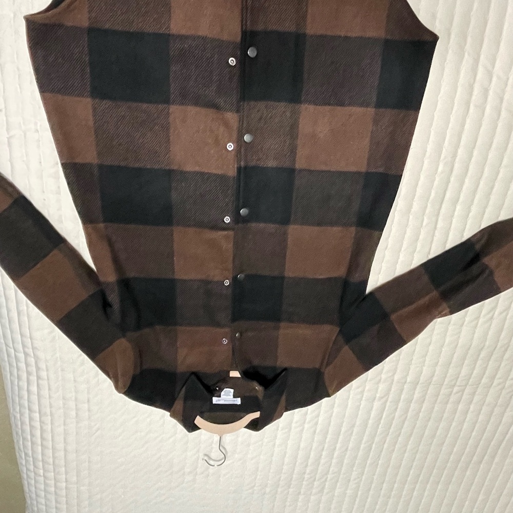 Brown and Black Plaid Coat